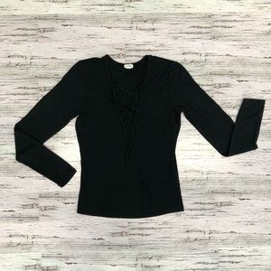 Garage Lace Up Shirt Long Sleeve Size M